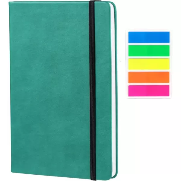 Vanpad Hardcover Lined Journal 83 x 55 Sturdy Classic A5 Writing Notebook Ruled Medium Smooth Note Book Flat 100 gsm Thick Paper No Bleed Leather Cover with Bookmarks and Inner Pockets BlackGreen