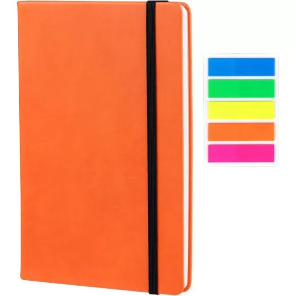 Vanpad Hardcover Lined Journal 83 x 55 Sturdy Classic A5 Writing Notebook Ruled Medium Smooth Note Book Flat 100 gsm Thick Paper No Bleed Leather Cover with Bookmarks and Inner Pockets BlackOrange