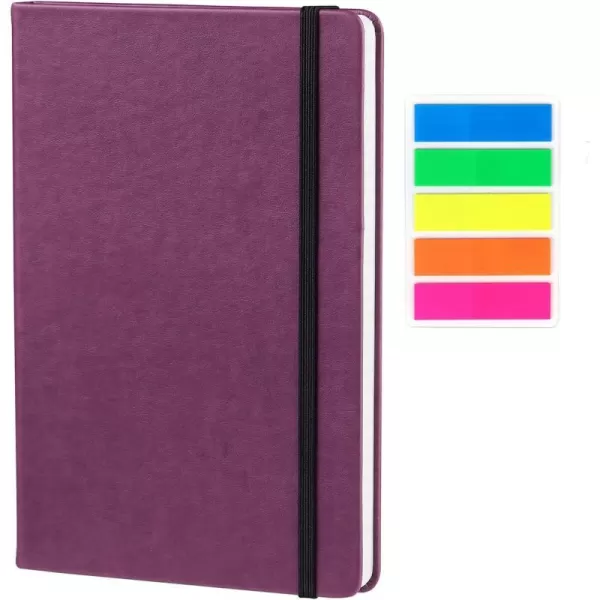 Vanpad Hardcover Lined Journal 83 x 55 Sturdy Classic A5 Writing Notebook Ruled Medium Smooth Note Book Flat 100 gsm Thick Paper No Bleed Leather Cover with Bookmarks and Inner Pockets BlackPurple