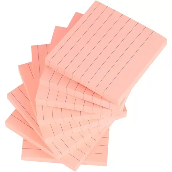 Vanpad Lined Sticky Notes 3x3 Inches Light Purple Ruled SelfStick Pads Easy to Post for Home Office Notebook 8 PadsPackBright Pink