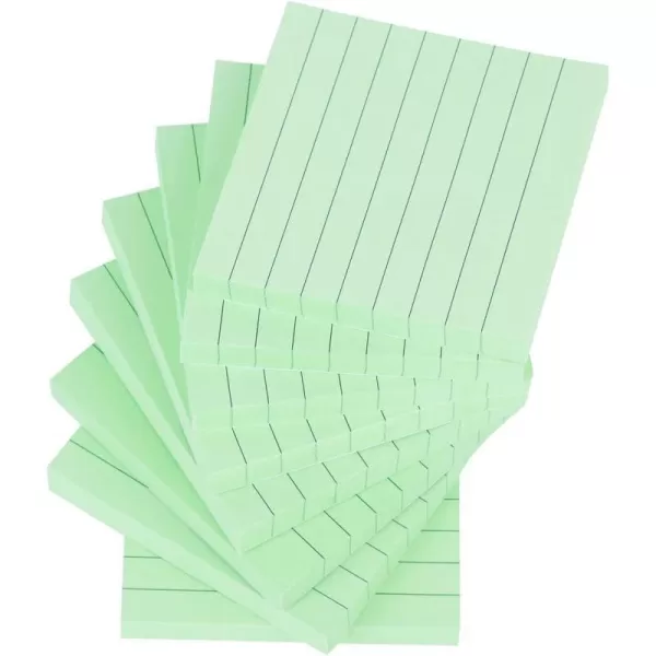 Vanpad Lined Sticky Notes 3x3 Inches Light Purple Ruled SelfStick Pads Easy to Post for Home Office Notebook 8 PadsPackLight Green