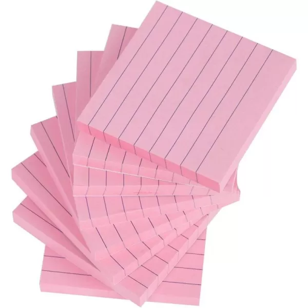 Vanpad Lined Sticky Notes 3x3 Inches Light Purple Ruled SelfStick Pads Easy to Post for Home Office Notebook 8 PadsPackLight Pink