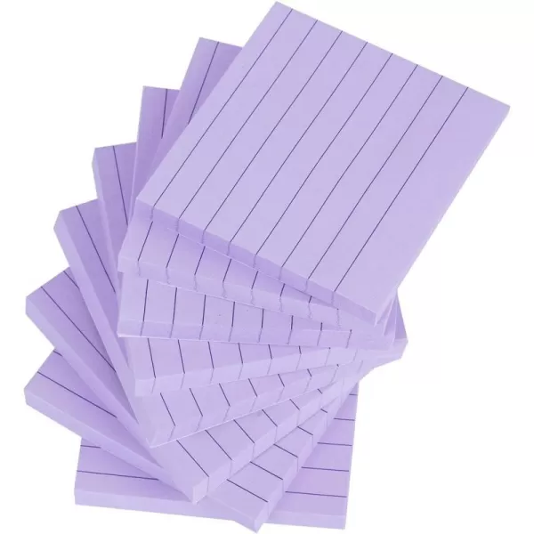 Vanpad Lined Sticky Notes 3x3 Inches Light Purple Ruled SelfStick Pads Easy to Post for Home Office Notebook 8 PadsPackLight Purple