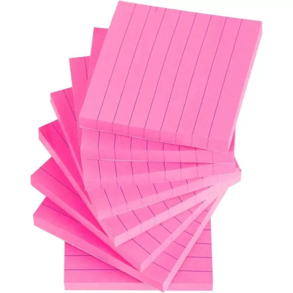 Vanpad Lined Sticky Notes 3x3 Inches Light Purple Ruled SelfStick Pads Easy to Post for Home Office Notebook 8 PadsPackRose Red