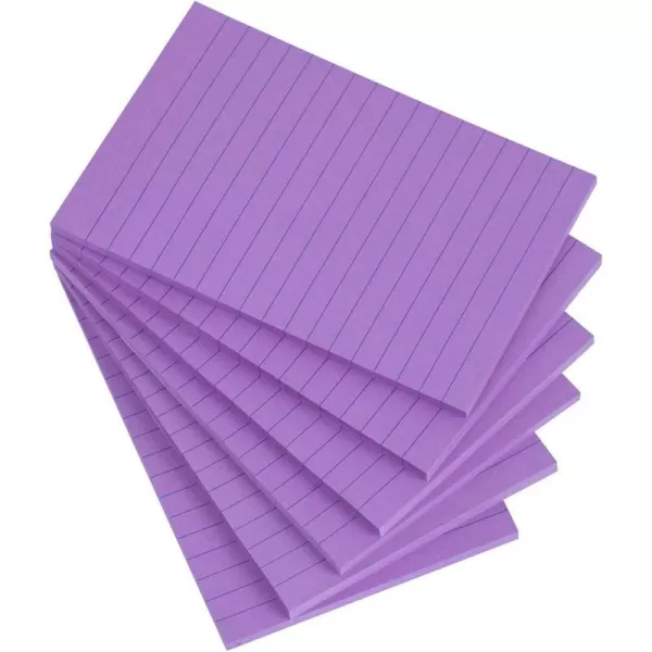 Vanpad Lined Sticky Notes 4X6 in Bright Yellow Ruled Stickies Super Sticking Power Memo Pads Strong Adhesive 6 PadsPack 45 SheetspadBright Purple