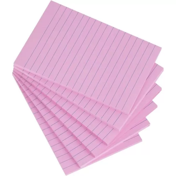 Vanpad Lined Sticky Notes 4X6 in Bright Yellow Ruled Stickies Super Sticking Power Memo Pads Strong Adhesive 6 PadsPack 45 SheetspadLight Pink