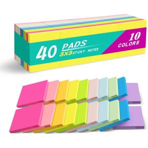 image40 Pads Sticky Notes 3x3 in Post Bright Stickies Colorful Super Sticking Power Memo Pads Strong Adhesive40