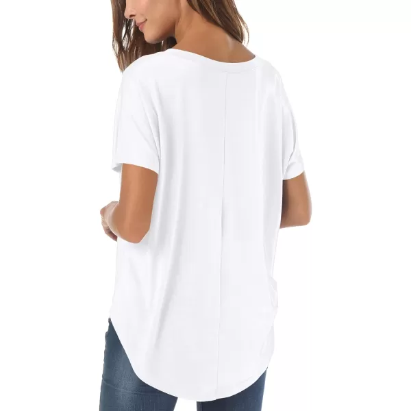 Herou Casual Summer Short Sleeve High Low Loose T Shirt Basic Tees Tops for Women0white