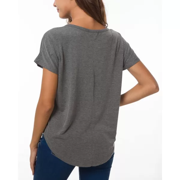 Herou Casual Summer Short Sleeve High Low Loose T Shirt Basic Tees Tops for Women1grey