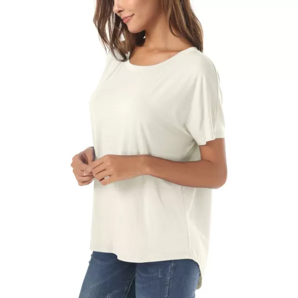 Herou Casual Summer Short Sleeve High Low Loose T Shirt Basic Tees Tops for Women1oyster