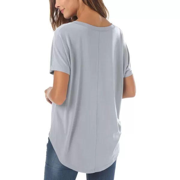 Herou Casual Summer Short Sleeve High Low Loose T Shirt Basic Tees Tops for Women1sliver Grey