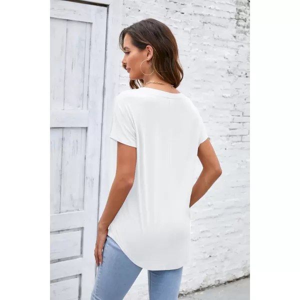 Herou Casual Summer Short Sleeve High Low Loose T Shirt Basic Tees Tops for WomenZwhite