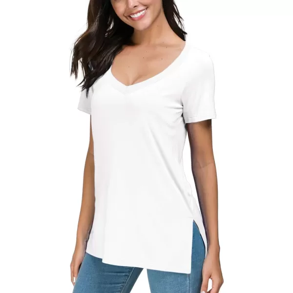 Herou Ladies V Neck T Shirts Undershirt High Low Hem Lightweight Comfy Tees White MediumHerou Ladies V Neck T Shirts Undershirt High Low Hem Lightweight Comfy Tees White Medium