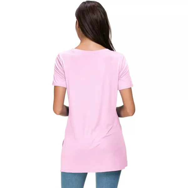 Herou V Neck Womens Tops Undershirt High Low Hem Lightweight Comfy Tees Pink SmallHerou V Neck Womens Tops Undershirt High Low Hem Lightweight Comfy Tees Pink Small