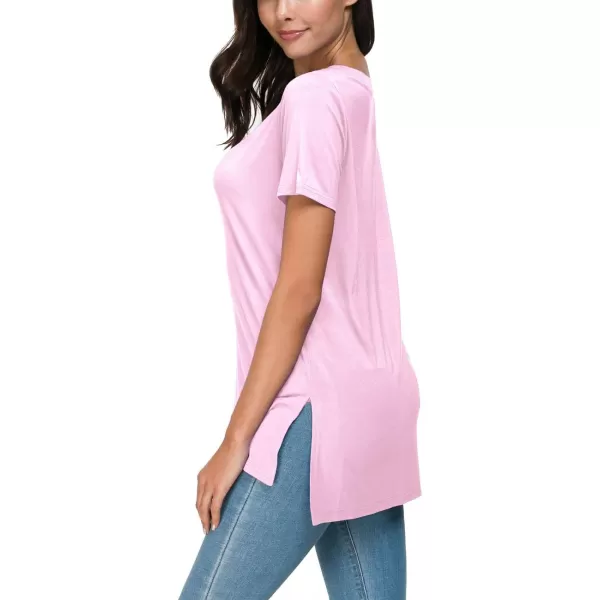 Herou V Neck Womens Tops Undershirt High Low Hem Lightweight Comfy Tees Pink SmallHerou V Neck Womens Tops Undershirt High Low Hem Lightweight Comfy Tees Pink Small