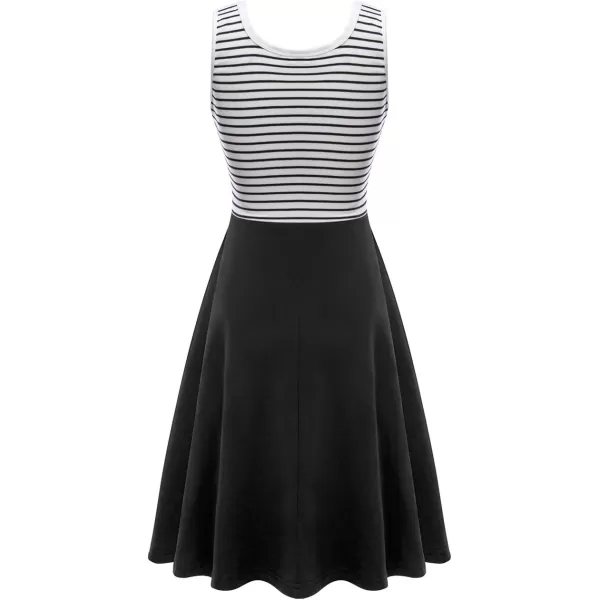 Herou Women Black and White Striped Dress Sleeveless ALine Black White Striped Black XLargeHerou Women Black and White Striped Dress Sleeveless ALine Black White Striped Black XLarge