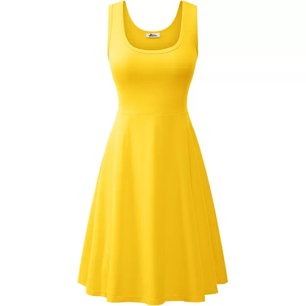 Herou Women Fit and Flare Dress Casual Summer A line Scoop Neck Skater Dress Yellow XLargeHerou Women Fit and Flare Dress Casual Summer A line Scoop Neck Skater Dress Yellow XLarge