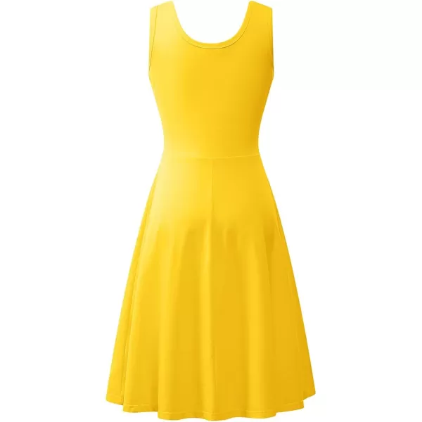 Herou Women Fit and Flare Dress Casual Summer A line Scoop Neck Skater Dress Yellow XLargeHerou Women Fit and Flare Dress Casual Summer A line Scoop Neck Skater Dress Yellow XLarge