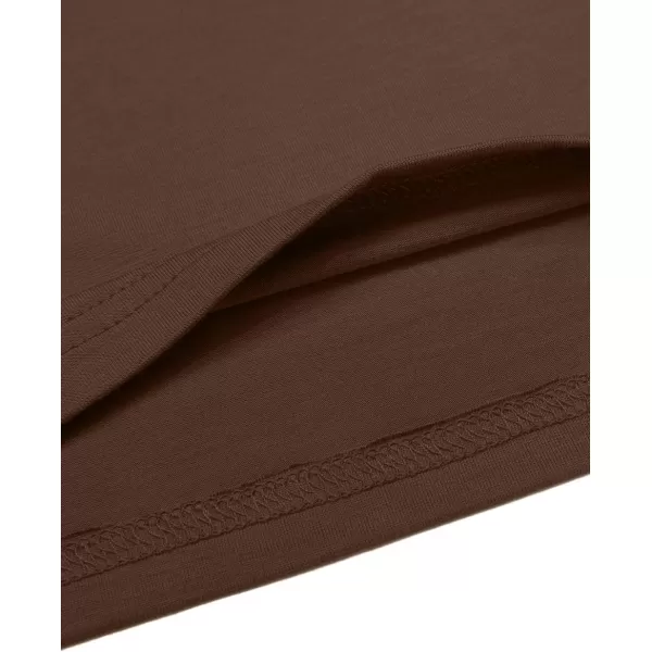 Herou Women Long Sleeve Crop Top Turtleneck Soft Lightweight Basic Slim Fit TopsCappuccino Brown