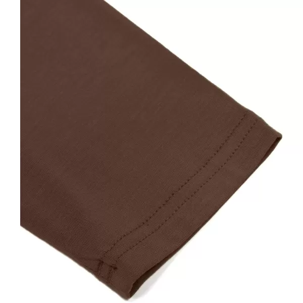 Herou Women Long Sleeve Crop Top Turtleneck Soft Lightweight Basic Slim Fit TopsCappuccino Brown