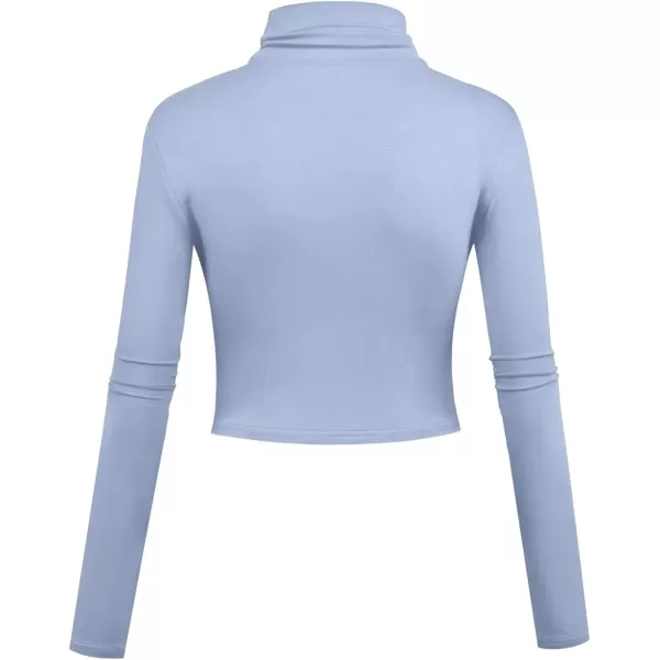 Herou Women Long Sleeve Crop Top Turtleneck Soft Lightweight Basic Slim Fit TopsPurple
