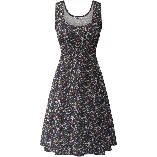 Herou Women Summer Casual Floral Sleeveless ALine Sun Dresses Flower5 MediumHerou Women Summer Casual Floral Sleeveless ALine Sun Dresses Flower5 Medium
