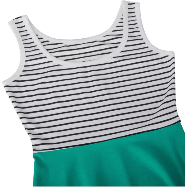 Herou Women Summer Casual Stitching Sleeveless ALine Sun Dresses Black White Striped Mint Green LargeHerou Women Summer Casual Stitching Sleeveless ALine Sun Dresses Black White Striped Mint Green Large