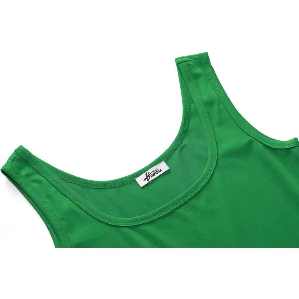 Herou Women Summer Slim Sleeveless Scoop Neck ALine Flare Sun Dresses01green