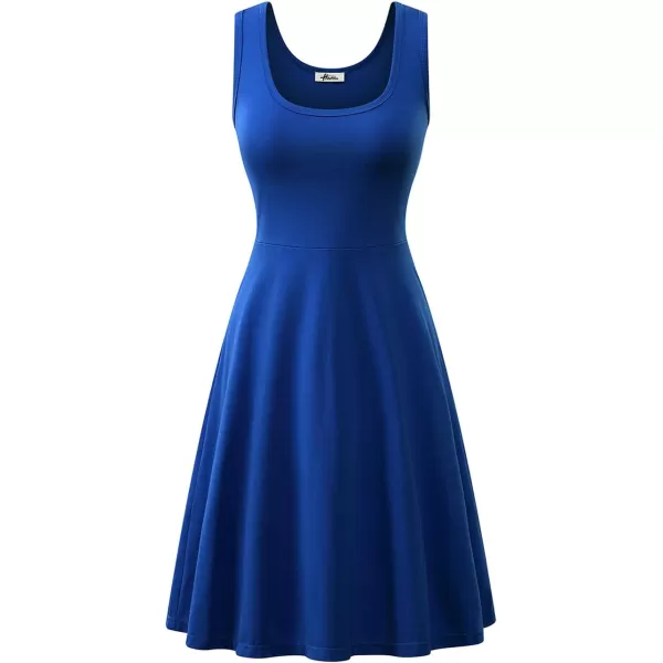 Herou Women Summer Slim Sleeveless Scoop Neck ALine Flare Sun Dresses01royal Blue
