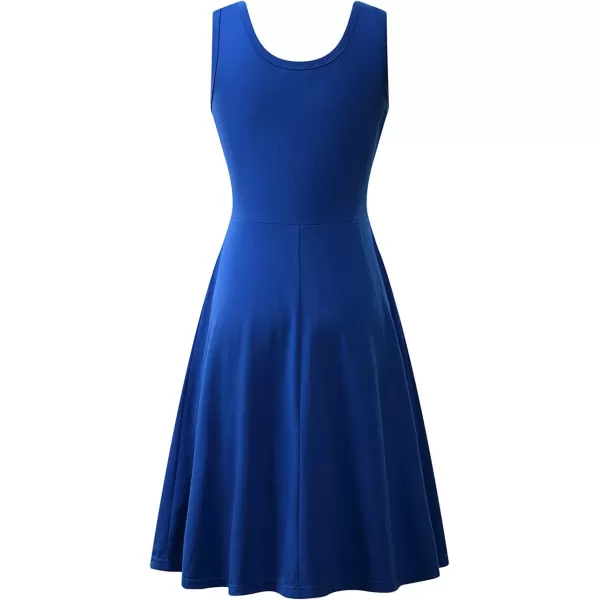Herou Women Summer Slim Sleeveless Scoop Neck ALine Flare Sun Dresses01royal Blue