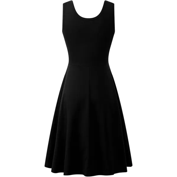 Herou Women Summer Slim Sleeveless Scoop Neck ALine Flare Sun Dresses0black