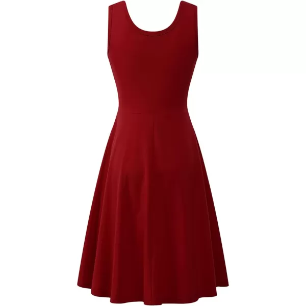 Herou Women Summer Slim Sleeveless Scoop Neck ALine Flare Sun Dresses0red