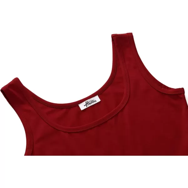 Herou Women Summer Slim Sleeveless Scoop Neck ALine Flare Sun Dresses0red