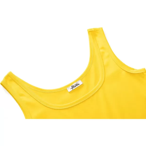 Herou Women Summer Slim Sleeveless Scoop Neck ALine Flare Sun Dresses0yellow
