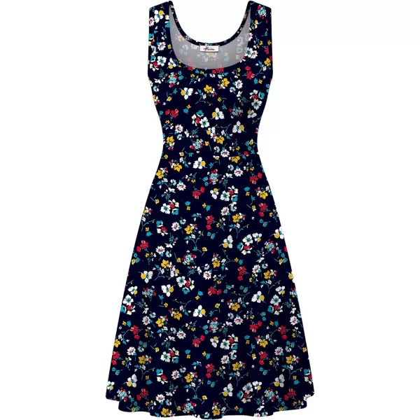 Herou Women Summer Slim Sleeveless Scoop Neck ALine Flare Sun DressesAfloral22