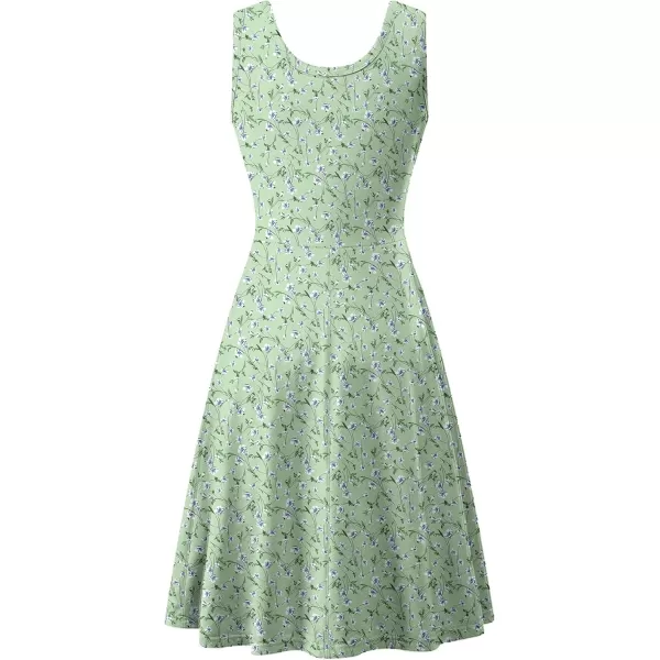 Herou Women Summer Slim Sleeveless Scoop Neck ALine Flare Sun DressesAflower82
