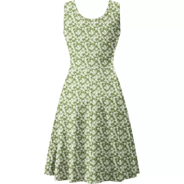 Herou Women Summer Slim Sleeveless Scoop Neck ALine Flare Sun DressesFloral03