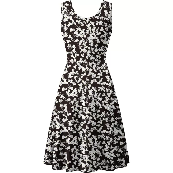 Herou Women Summer Slim Sleeveless Scoop Neck ALine Flare Sun DressesFloral07