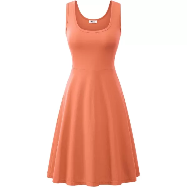 Herou Women Summer Slim Sleeveless Scoop Neck ALine Flare Sun DressesPale Coral