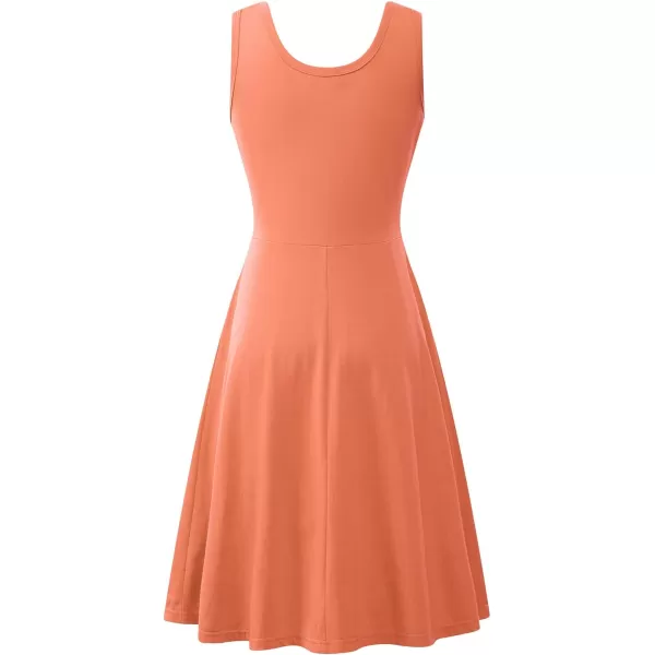 Herou Women Summer Slim Sleeveless Scoop Neck ALine Flare Sun DressesPale Coral