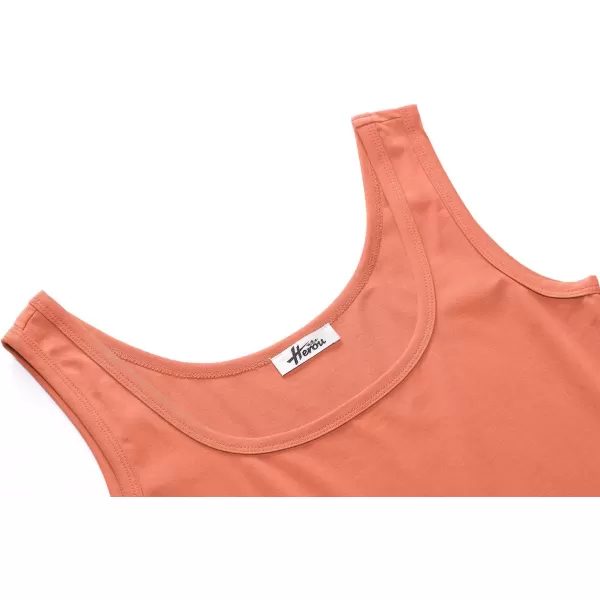 Herou Women Summer Slim Sleeveless Scoop Neck ALine Flare Sun DressesPale Coral