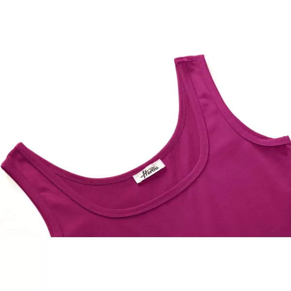 Herou Women Summer Slim Sleeveless Scoop Neck ALine Flare Sun DressesPurple Red
