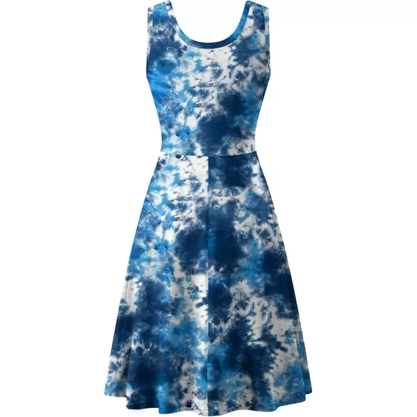 Herou Women Summer Slim Sleeveless Scoop Neck ALine Flare Sun DressesTie Dye05
