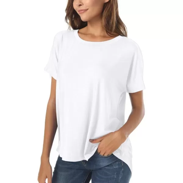 Herou Casual Summer Short Sleeve High Low Loose T Shirt Basic Tees Tops for Women0white