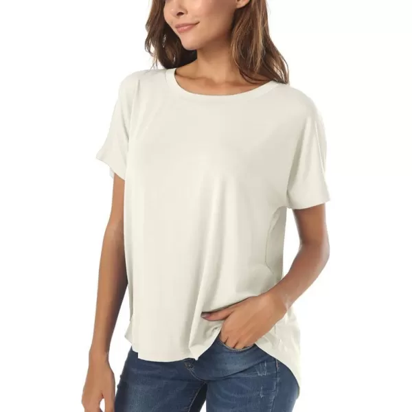 Herou Casual Summer Short Sleeve High Low Loose T Shirt Basic Tees Tops for Women1oyster