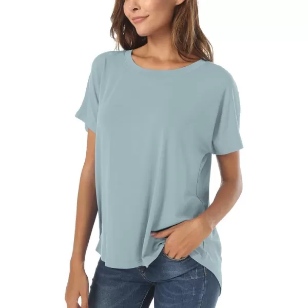 Herou Casual Summer Short Sleeve High Low Loose T Shirt Basic Tees Tops for WomenBreezy Blue