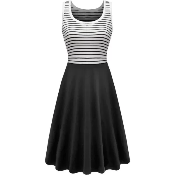 Herou Women Black and White Striped Dress Sleeveless ALine Black White Striped Black XLargeHerou Women Black and White Striped Dress Sleeveless ALine Black White Striped Black XLarge