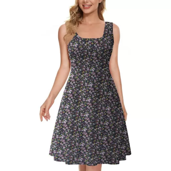 Herou Women Summer Casual Floral Sleeveless ALine Sun Dresses Flower5 MediumHerou Women Summer Casual Floral Sleeveless ALine Sun Dresses Flower5 Medium
