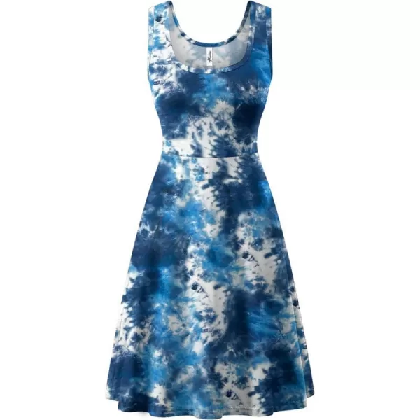 Herou Women Summer Slim Sleeveless Scoop Neck ALine Flare Sun DressesTie Dye05