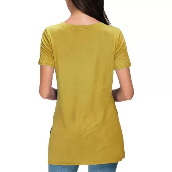 Herou Summer Women Casual Short Sleeve Tops TShirts Tees with Side SplitGinger